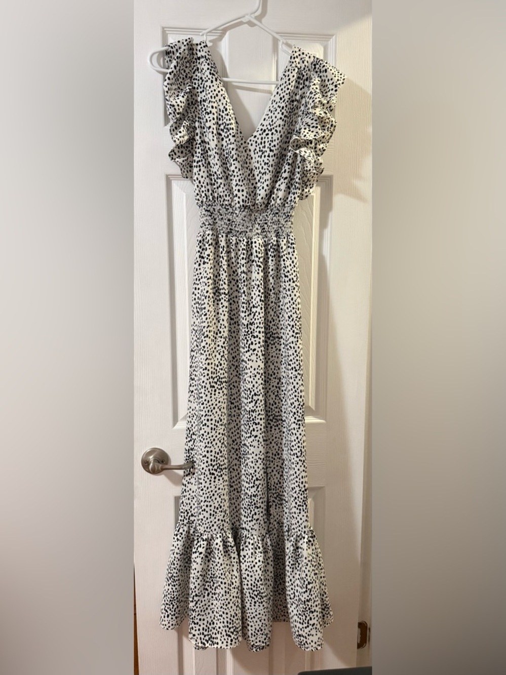 Express White and Black Spot Print Maxi Dress